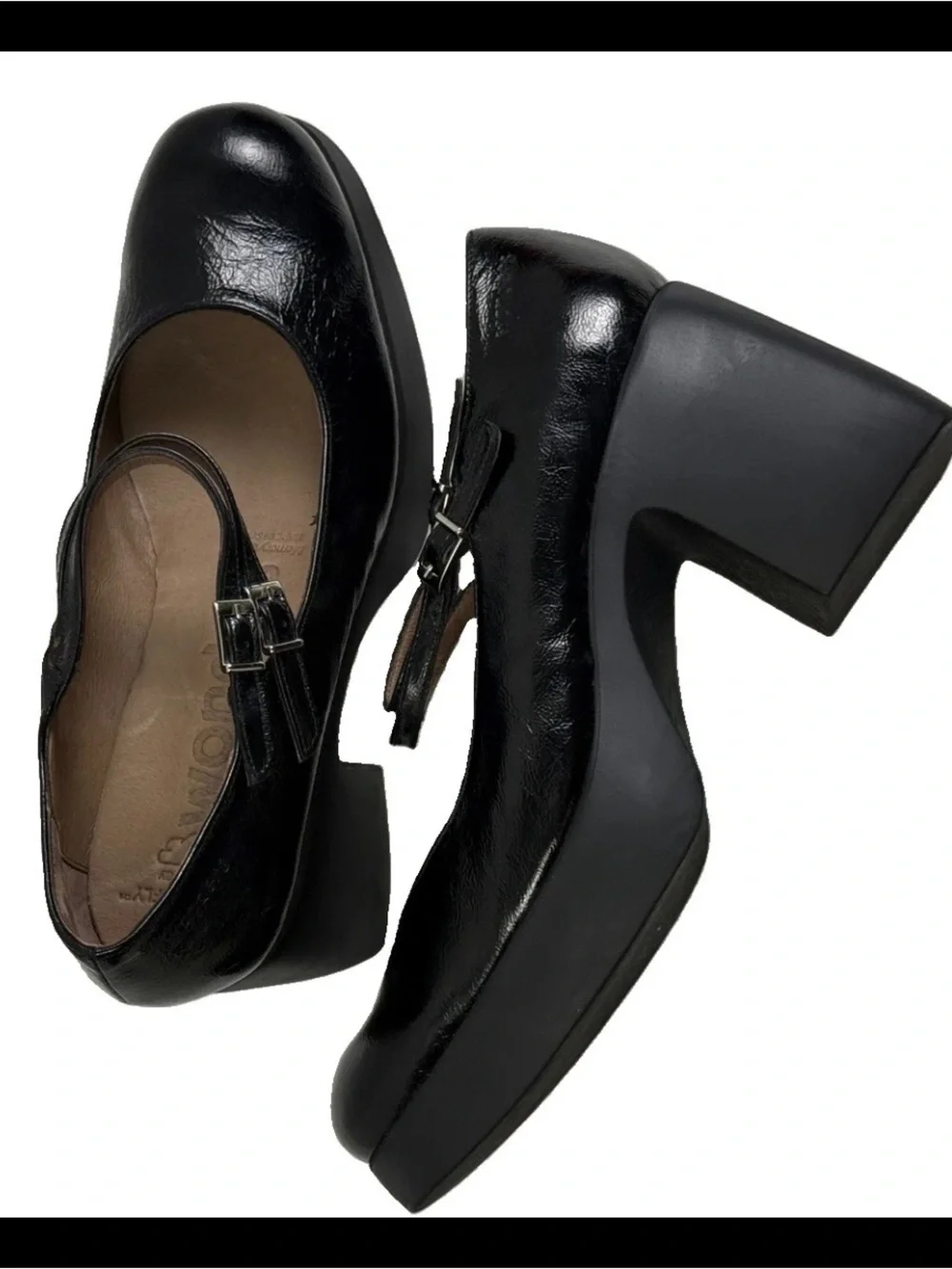 Wonders Mary Jane Platform Block Heel Shoe Pump Patent Leather Nordstrom $220